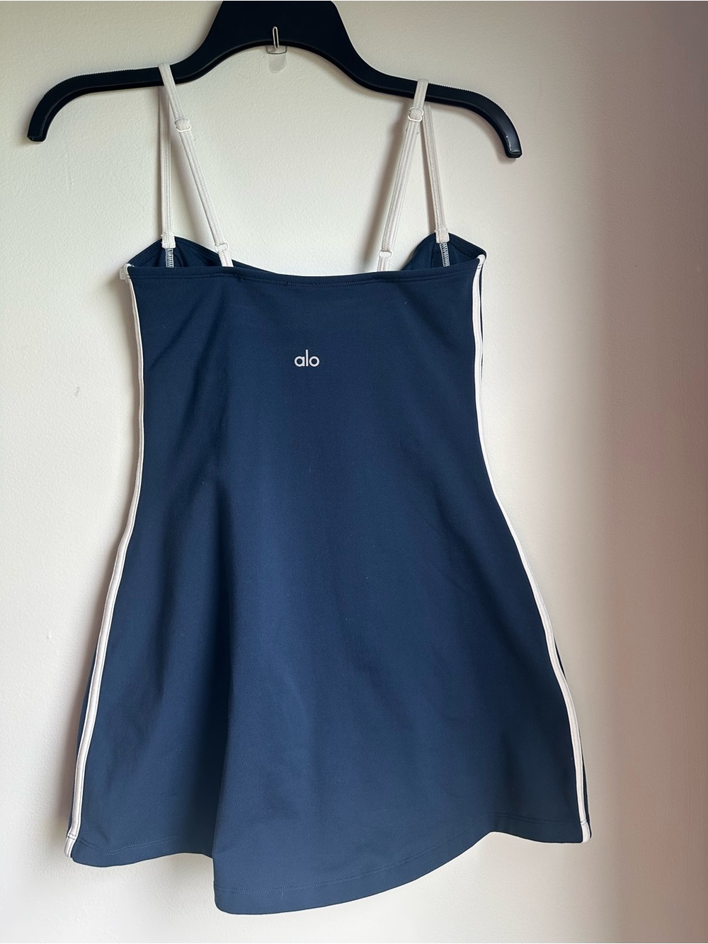 Alo Airbrush Streamline Dress Navy/Ivory Ath Tank Dress with Contrast Piping - Picture 5 of 7